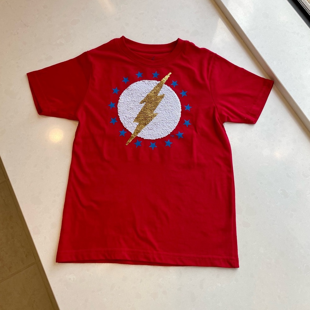 Dc Comics The Flash Flip Sequin Short Sleeve T-shirt Size S (6/7)